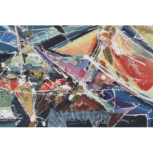 165 - Barny, Abstract, mixed media, signed to lower left, c late '50s/early '60s, 44cm x 118cm