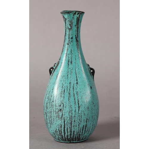 10 - Svend Hammershoi for Herman A Kahler Keramik, Denmark, a vase, turquoise/black glaze over earthenwar... 