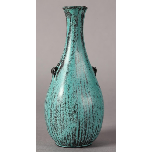 10 - Svend Hammershoi for Herman A Kahler Keramik, Denmark, a vase, turquoise/black glaze over earthenwar... 