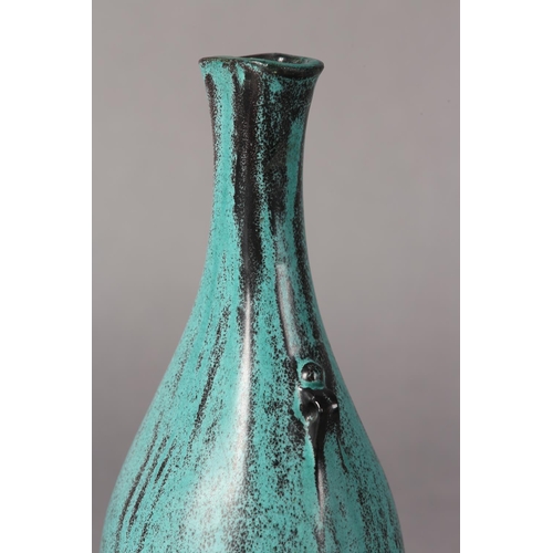 10 - Svend Hammershoi for Herman A Kahler Keramik, Denmark, a vase, turquoise/black glaze over earthenwar... 