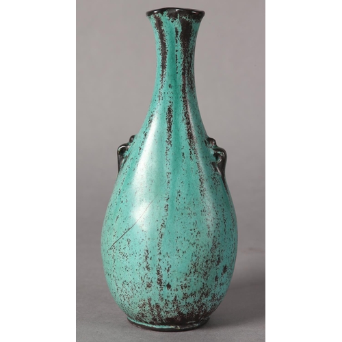 11 - Svend Hammershoi for Herman A Kahler Keramik, Denmark, a vase, turquoise/grey glaze over earthenware... 