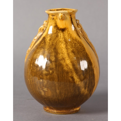 12 - Svend Hammershoi for Herman A Kahler Keramik, Denmark, a vase, ovoid, ochre and brown glaze, over ea... 