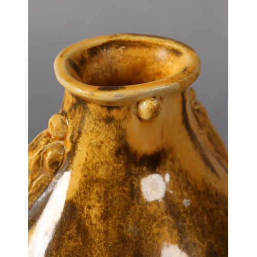 12 - Svend Hammershoi for Herman A Kahler Keramik, Denmark, a vase, ovoid, ochre and brown glaze, over ea... 