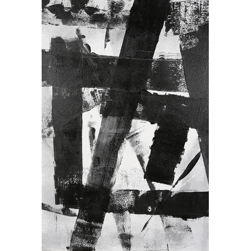 117 - Ben Frais, Black and white abstract, oil on canvas, signed verso, 101cm x 74.5cm