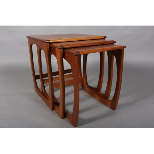 49 - A nest of three teak occasional tables by Sunelm, on square frame legs, 48cm square x 51cm high maxi... 