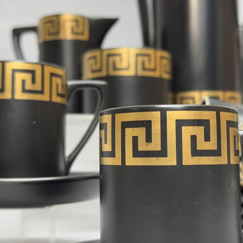 78 - A Portmeirion Pottery 'Greek Key' coffee service designed by Susan Williams-Ellis comprising coffee ... 