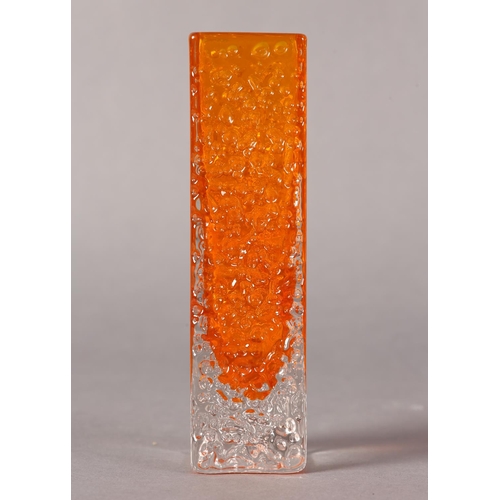 81 - A Whitefriars tangerine nail head glass vase by Geoffrey 9683 Baxter (1922-1995), 17cm high, c1960s