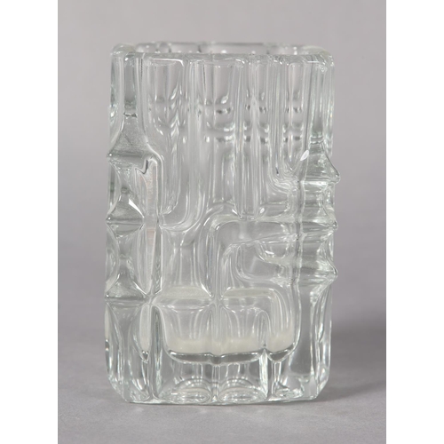 82 - A Sklo Union Rosice glass vase of square form, 14cm high, c1960s