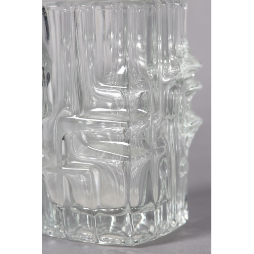 82 - A Sklo Union Rosice glass vase of square form, 14cm high, c1960s