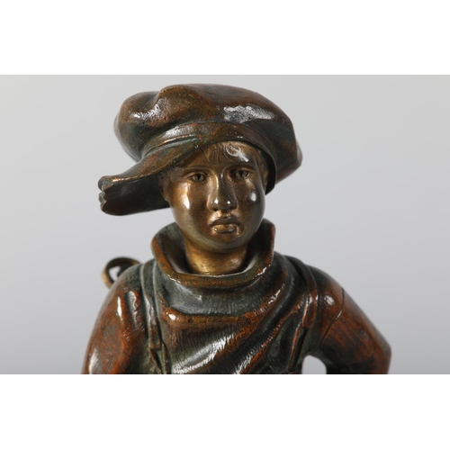 45 - ETIENNE MERCIER (French XIX-XX), Le Gosse (The Kid), Bronze figure of a young boy in cap and dungare... 