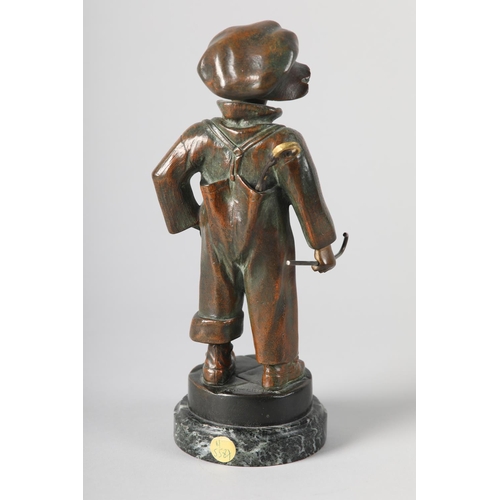 45 - ETIENNE MERCIER (French XIX-XX), Le Gosse (The Kid), Bronze figure of a young boy in cap and dungare... 