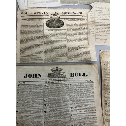 18 - A quantity of early 19th century newspaper including The London Chronicle, The Bull, The Morning Pos... 