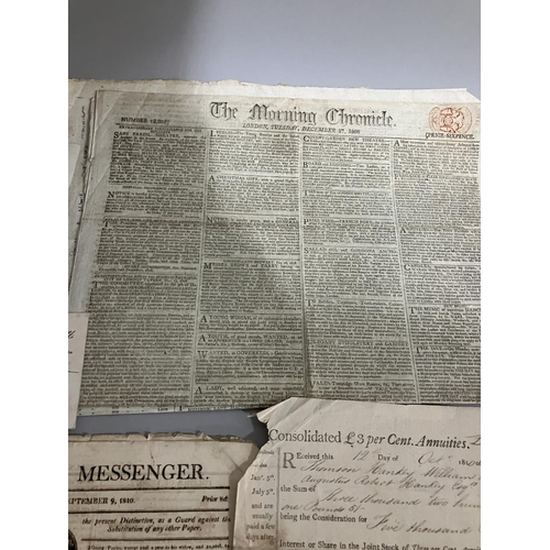 18 - A quantity of early 19th century newspaper including The London Chronicle, The Bull, The Morning Pos... 