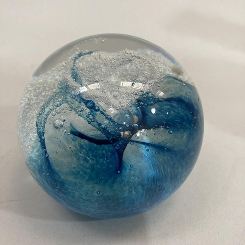 46 - A Caithness glass paperweight splash down together with a Langham glass paperweight formed as an app... 