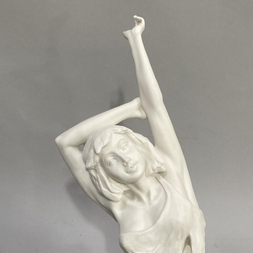 5 - A white Parian ware (possibly Royal Doulton) half figure of a  dancer in pose, No:505/2000 produced ... 