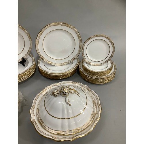 1 - A Spode fine bone china dinner service of Sheffield design, white with gilt rim for eight place sett... 