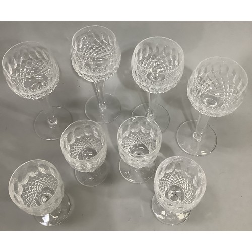 61 - A boxed set of four Waterford Colleen crystal hock glasses and four Colleen Claret glasses