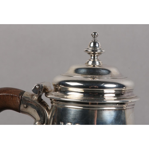 232 - A GEORGE II SILVER COFFEE POT, London 1741 for Gabriel Sleath, the domed cover with bladed knop fini... 