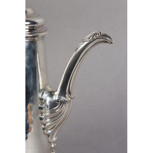 232 - A GEORGE II SILVER COFFEE POT, London 1741 for Gabriel Sleath, the domed cover with bladed knop fini... 