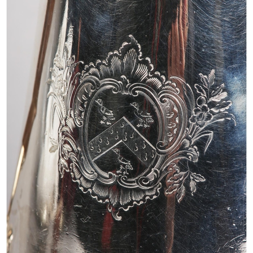 232 - A GEORGE II SILVER COFFEE POT, London 1741 for Gabriel Sleath, the domed cover with bladed knop fini... 