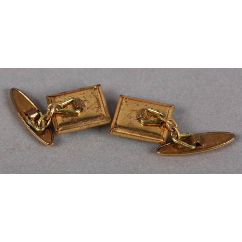 430 - A PAIR OF MID 20TH CENTURY CUFFLINKS, the rectangular faces reverse painted as wire haired fox terri... 