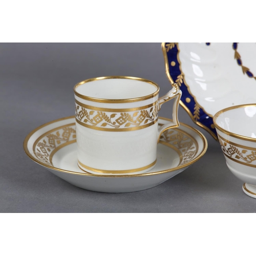 85 - A FLIGHT, BARR & BARR WORCESTER PORCELAIN TRIO circa 1830 of teacup, saucer and coffee can, the whit... 