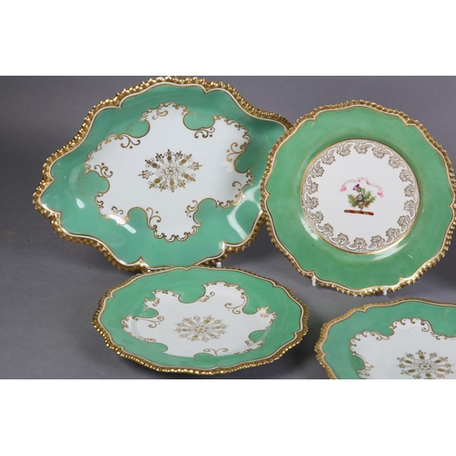 89 - A PAIR OF FLIGHT, BARR & BARR WORCESTER PORCELAIN SERVING DISHES and three dessert plates, quatrefoi... 