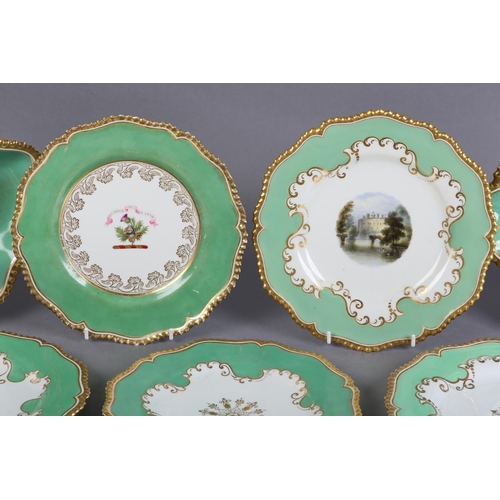 89 - A PAIR OF FLIGHT, BARR & BARR WORCESTER PORCELAIN SERVING DISHES and three dessert plates, quatrefoi... 