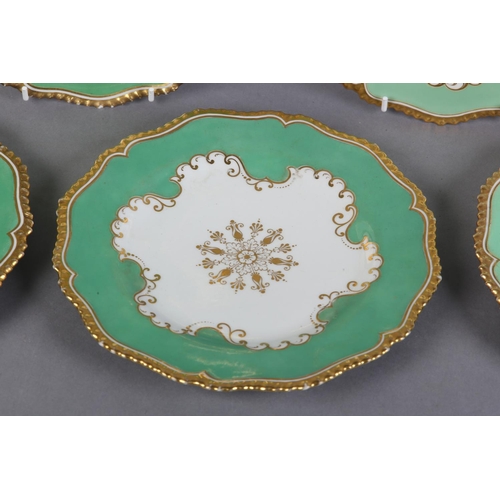 89 - A PAIR OF FLIGHT, BARR & BARR WORCESTER PORCELAIN SERVING DISHES and three dessert plates, quatrefoi... 