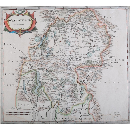 43 - ROBERT MORDEN (1650-1703), Westmoreland c1695,
pub. in Camden’s Brittania, later hand colouring, dou... 