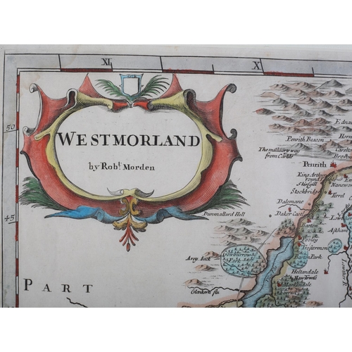 43 - ROBERT MORDEN (1650-1703), Westmoreland c1695,
pub. in Camden’s Brittania, later hand colouring, dou... 