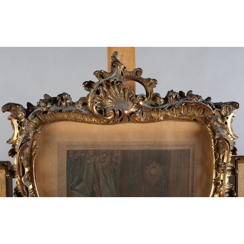 80 - PAIR OF 19TH CENTURY GILT GESSO MOULDED FRAMES of 'C' scroll and rocaille design with shell cresting... 