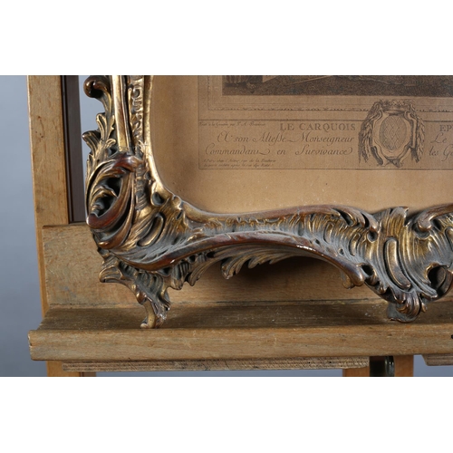 80 - PAIR OF 19TH CENTURY GILT GESSO MOULDED FRAMES of 'C' scroll and rocaille design with shell cresting... 