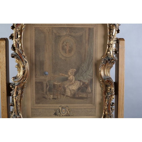 80 - PAIR OF 19TH CENTURY GILT GESSO MOULDED FRAMES of 'C' scroll and rocaille design with shell cresting... 