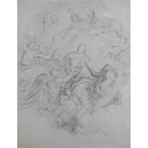 477 - ATTRIBUTED TO ANTONIO MOLINARI (1655/65-1704/34), The Assumption of the Virgin, black chalk on paper... 