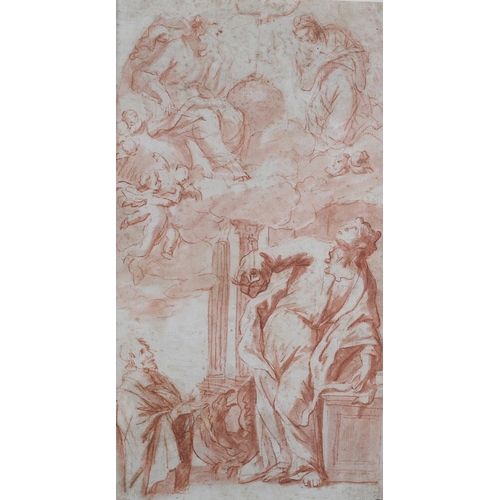 478 - 18TH CENTURY ITALIAN SCHOOL, The Ascension, red chalk and wash on paper, stamped PM to lower right, ... 