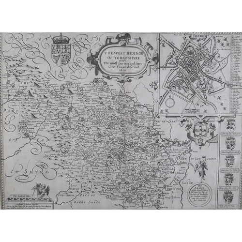 46 - JOHN SPEEDE (1551-1692), The West Riding of Yorkshire with the most famous and fayre Cities of Yorke... 