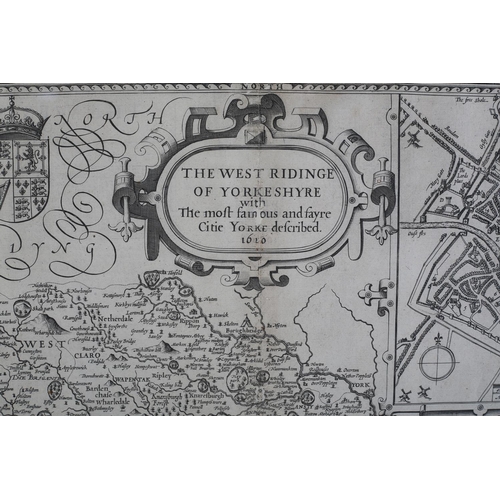 46 - JOHN SPEEDE (1551-1692), The West Riding of Yorkshire with the most famous and fayre Cities of Yorke... 