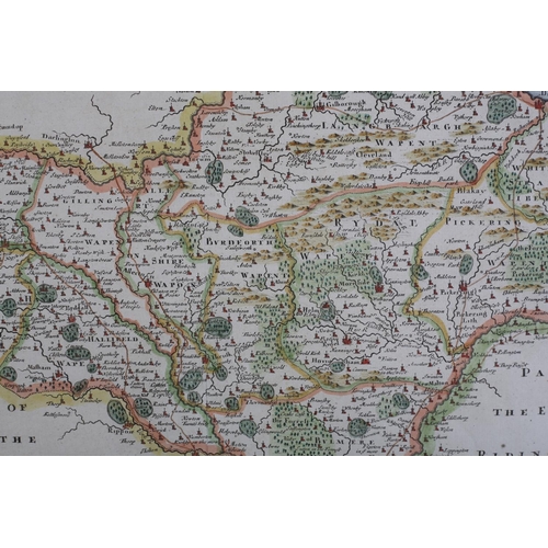 54 - ROBERT MORDEN (1650-1703), The North Riding of Yorkshire, engraved map, hand coloured, framed, 36cm ... 