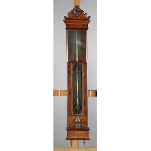 61B - EARLY 19TH CENTURY DUTCH FIGURED WALNUT BAROMETER-THERMOMETER BY ANTRUSCHA VAN LOMBARDIEN, Leeuwarde... 