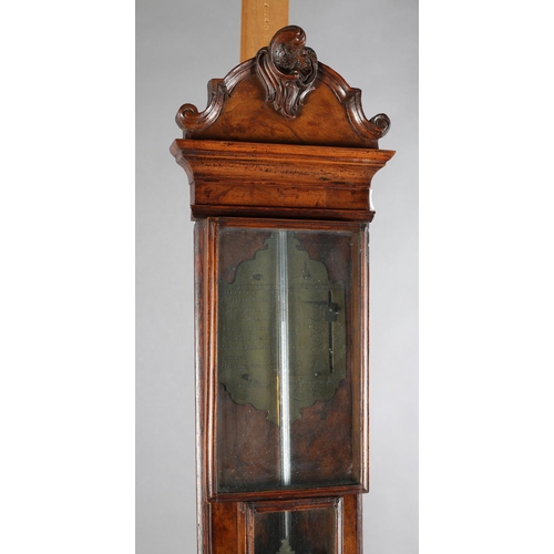 61B - EARLY 19TH CENTURY DUTCH FIGURED WALNUT BAROMETER-THERMOMETER BY ANTRUSCHA VAN LOMBARDIEN, Leeuwarde... 