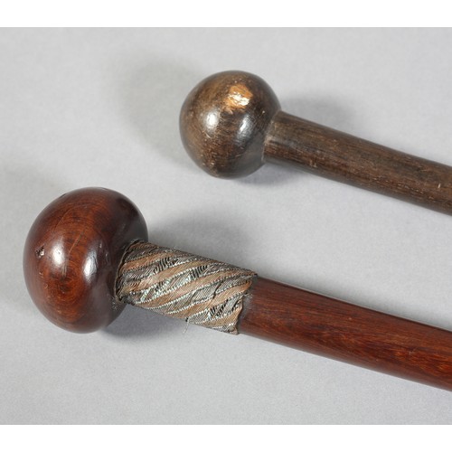 18 - A ZULU KNOBKERRIE hardwood with copper wire braided bands and 5.5cm diameter top, approximate length... 