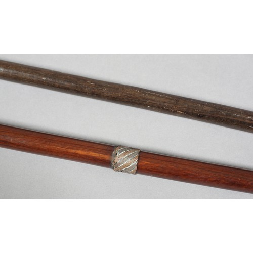 18 - A ZULU KNOBKERRIE hardwood with copper wire braided bands and 5.5cm diameter top, approximate length... 