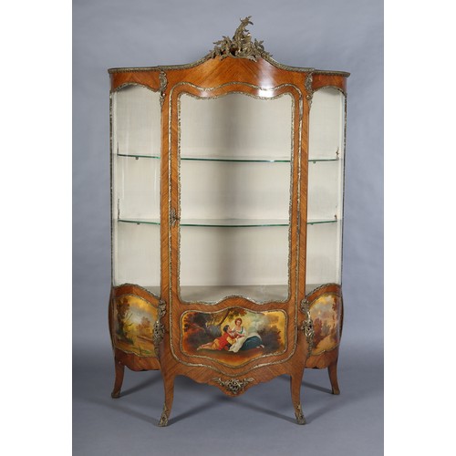 503 - A LATE 19TH/EARLY 20TH CENTURY FRENCH KINGWOOD AND GILT METAL BOMBE VITRENE in the style of Vernis M... 