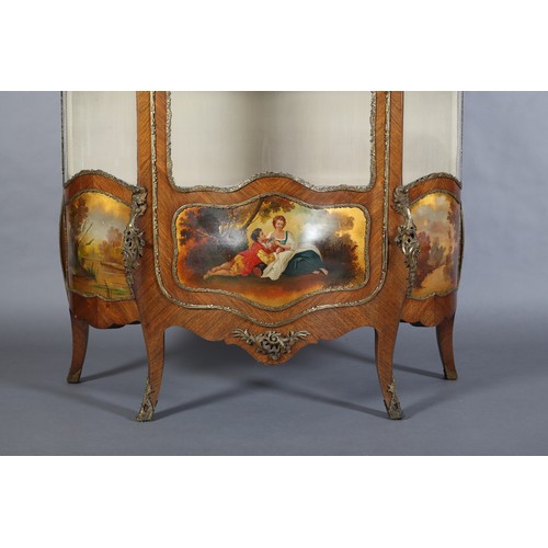 503 - A LATE 19TH/EARLY 20TH CENTURY FRENCH KINGWOOD AND GILT METAL BOMBE VITRENE in the style of Vernis M... 