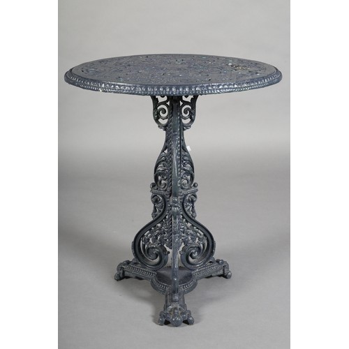 3 - A VICTORIAN COALBROOKDALE CAST IRON GARDEN TABLE from a design by Christopher Dresser, circular on a... 