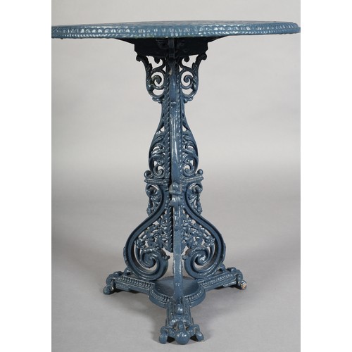 4 - A VICTORIAN COALBROOKDALE CAST IRON GARDEN TABLE from a design by Christopher Dresser, circular on a... 