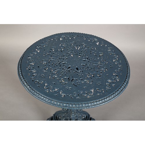 4 - A VICTORIAN COALBROOKDALE CAST IRON GARDEN TABLE from a design by Christopher Dresser, circular on a... 