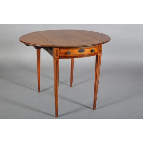 501 - AN EARLY 19TH CENTURY MAHOGANY, SATINWOOD AND ROSEWOOD BANDED PEMBROKE TABLE with twin oval drop lea... 