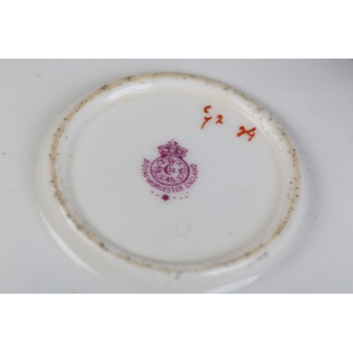 57 - A ROYAL WORCESTER CHINA FRUIT PAINTED CABINET CUP AND SAUCER, signed H E Everett, internally painted... 